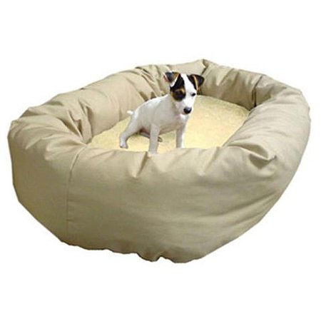 MAJESTIC PET 40 in. Large Bagel Bed- Khaki and Sherpa 788995612452